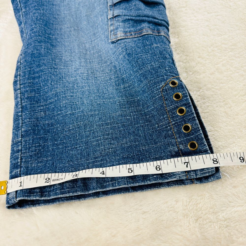 Fashion2Love Cargo Jeans Womens M Fits 10 12 Blue Denim Capri High Rise W30 L16 - Picture 13 of 15